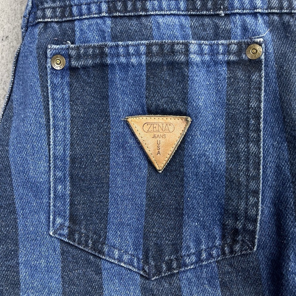 VTG Zena Jeans Women Sz 8 Blue Striped HighRise Taper Grunge 90s Bareback - Picture 4 of 14